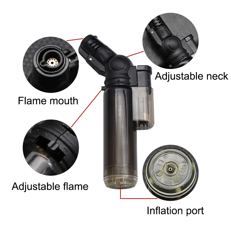 Plastic Unusual Lighters Jet Torch Lighter Refillable Butane Gas Windproof Outdoor Igniter Adjustable Neck Cigar Lighters