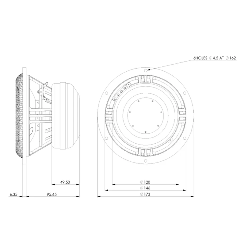 Hf-168 HiFi-Lautsprecher 7 Zoll harte Keramik Kuppel Mid Woofer Midrange-Einheit/C173-6-096E/8,61 Ohm 92,5 dB 120W (1 Stück)
