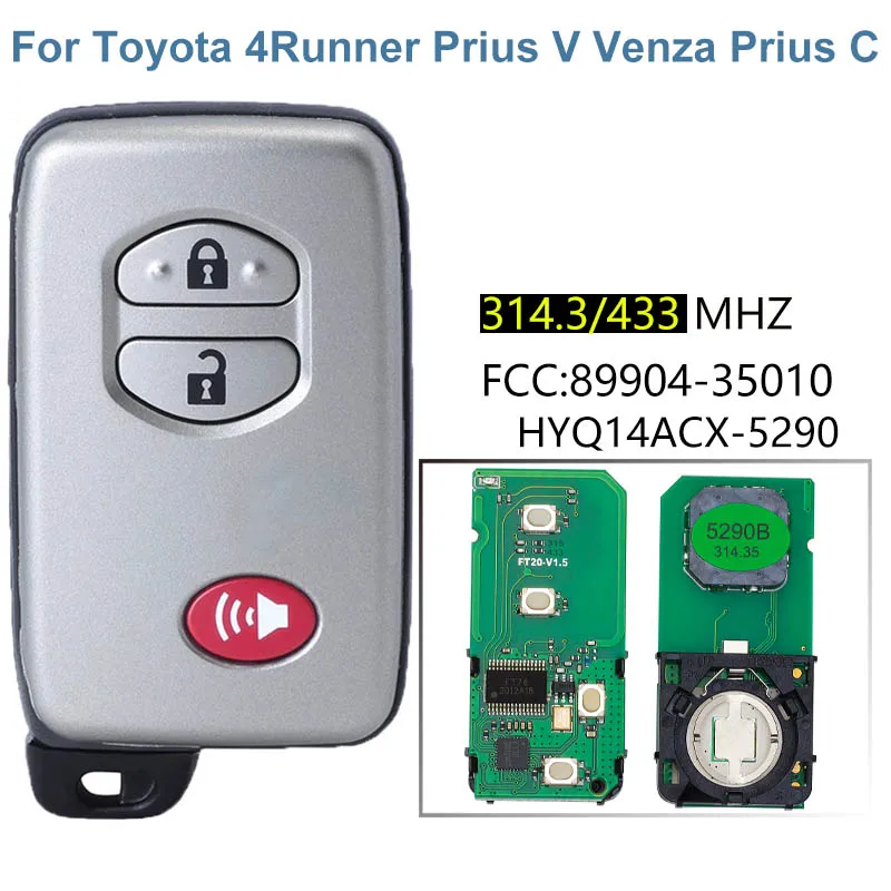 CN007239 3-زر استبدال مفتاح ذكي فوب لتويوتا بريوس الخامس Venza Prius C 4 عداء سيارة عن بعد FCC 89904-35010 HYQ14ACX-5290