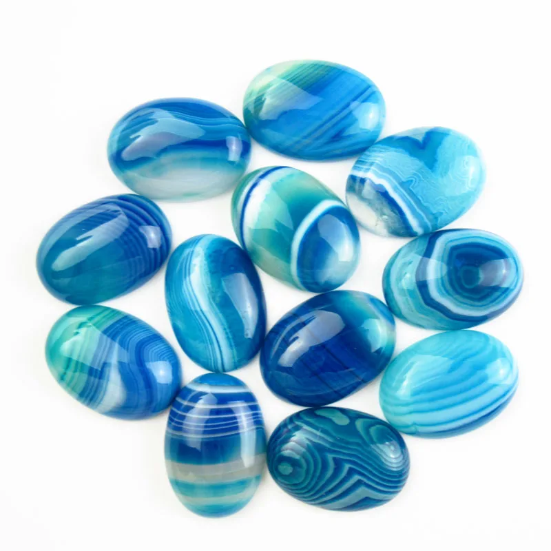 

8pcs 25x18x6mm Fashion hot sale Wholesale High Quality Blue Onyx Agate Oval for Women Men Fashion Jewelry Making Accessories