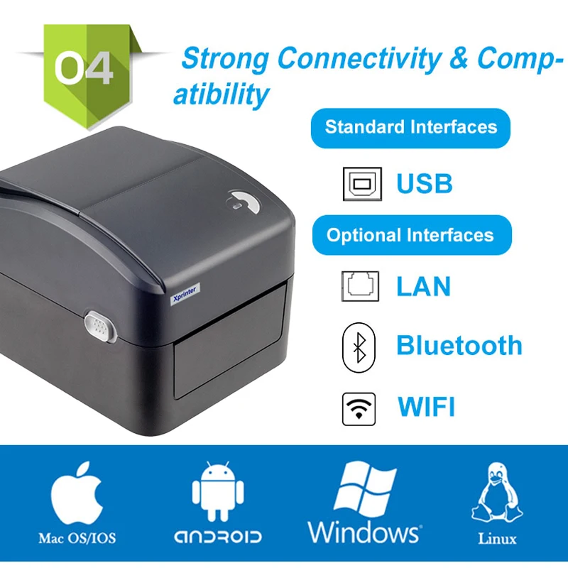 XP-420B/480B  4 Inch Label Printer No Ink Directly Print From Thermal Printer Support Mac And Windows Wifi Sticker Printer Label