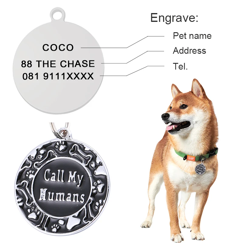 Kostenlose Gravur Haustier Hund ID Tag Personalisierte Katze Welpen ID Tag Haustier Hund Kragen Zubehör Custom Hunde Anti-verloren name Tags Anhänger