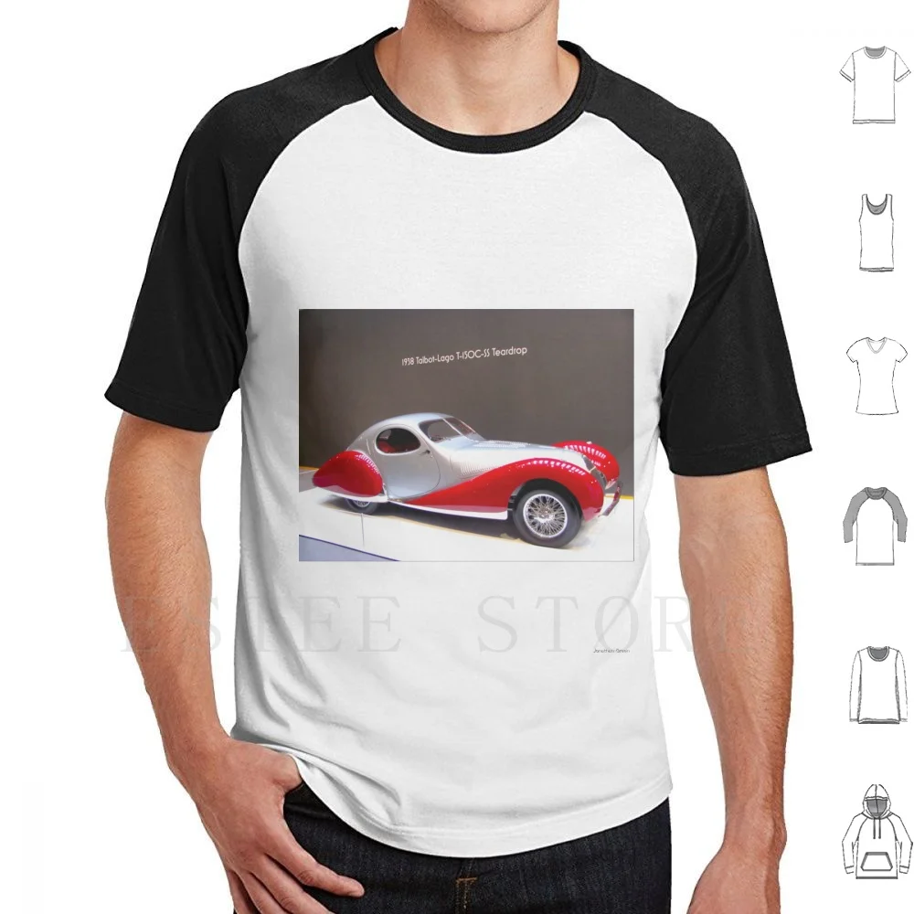 Art Deco Automobile Talbot-Lago T150c Ss Teardrop 1938 T Shirt DIY Big Size 100% Cotton Car Art Automobile Museum Talbot Lago