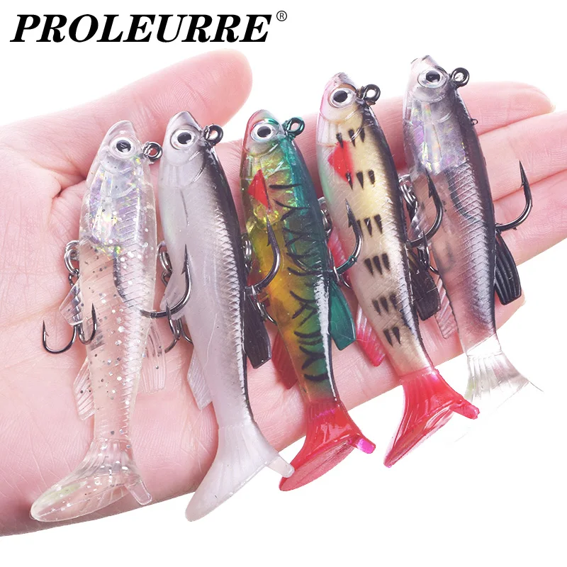 5pcs/Lot Jig Lead Silicone Soft Bait Mixed Color Set 75mm 12g Fishing Lure Kit Wobblers Artificial Baits Sea Bass Trout Tackle