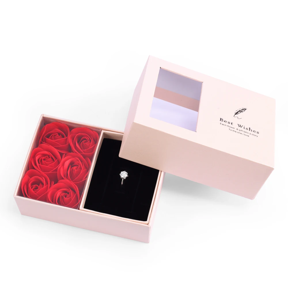 Rose Jewelry Box Pink Color Gift Box Necklace Earrings Ring Bracelet Packaging Boxes Storage Box Women Anniversary Gifts