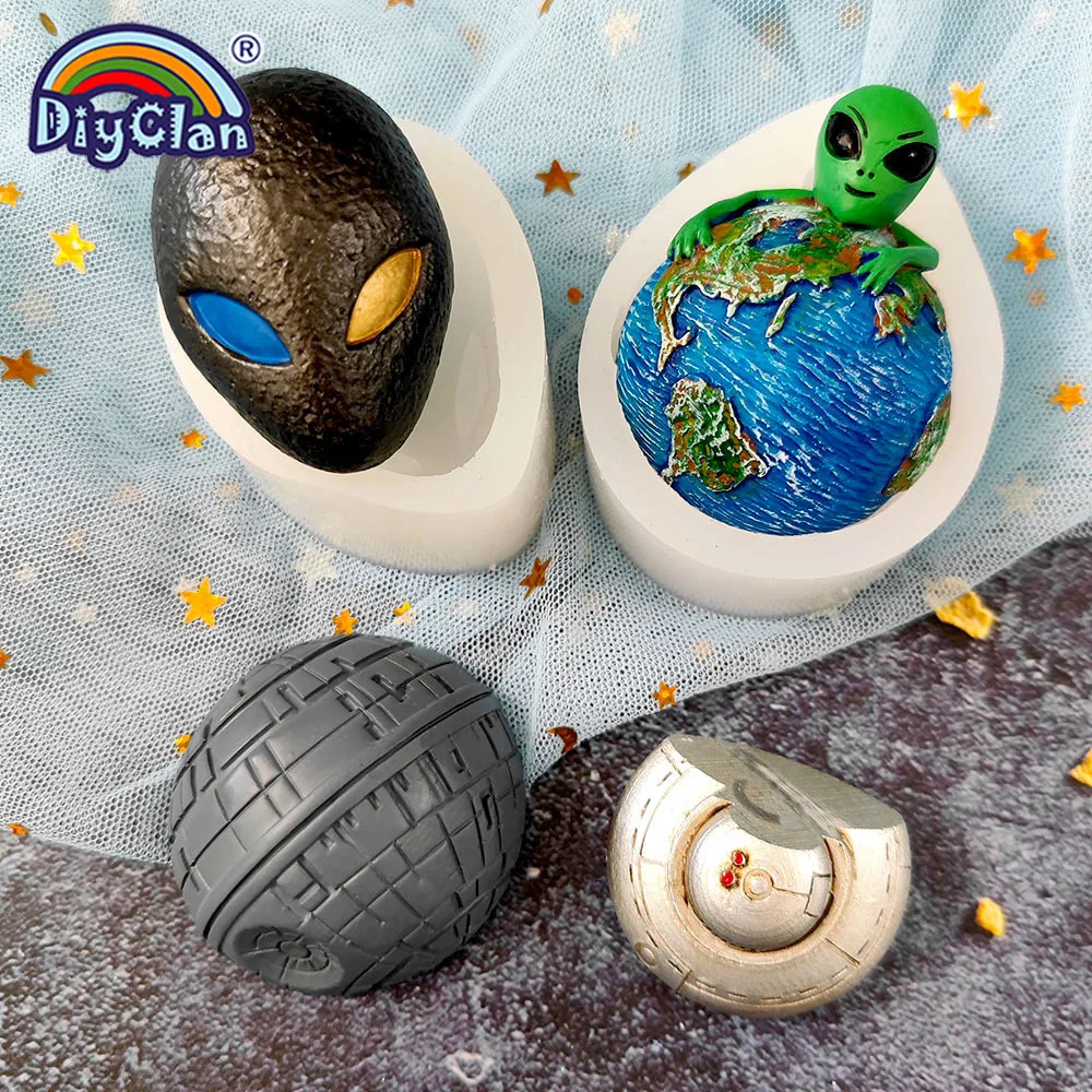 Alien Planet UFO Model Silicone Mold Extraterrestrial Styles Decoration Mould DIY Crafts Resin Gypsum Chocolate Cake Tools