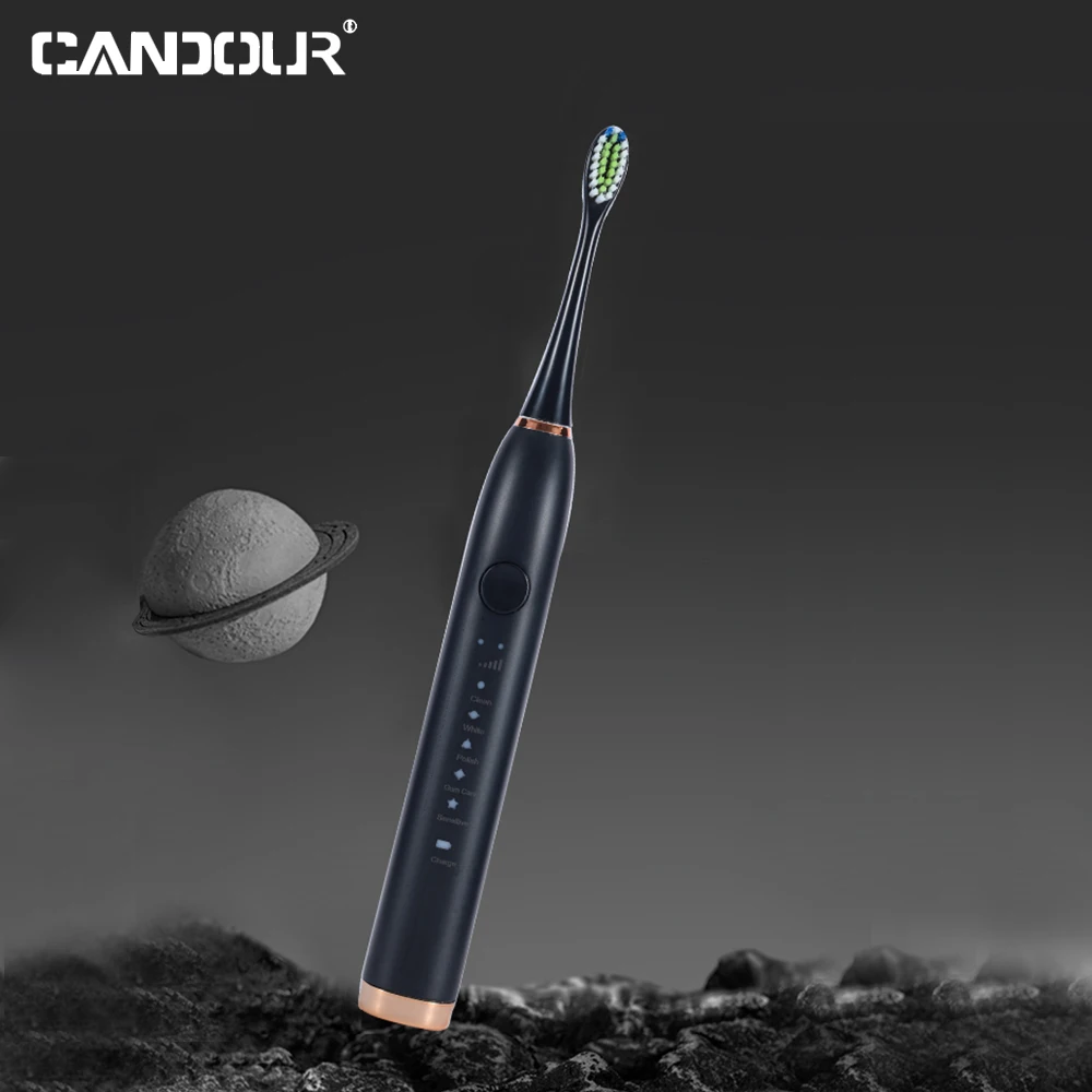 CANDOUR CD5138 Bàn Chải Đánh Răng Điện USB Tặng Cục Sạc Âm Bàn Chải Đánh Răng Dành Cho Người Lớn Thay Thế Đầu Bàn Chải Với 16 Đầu Bàn Chải