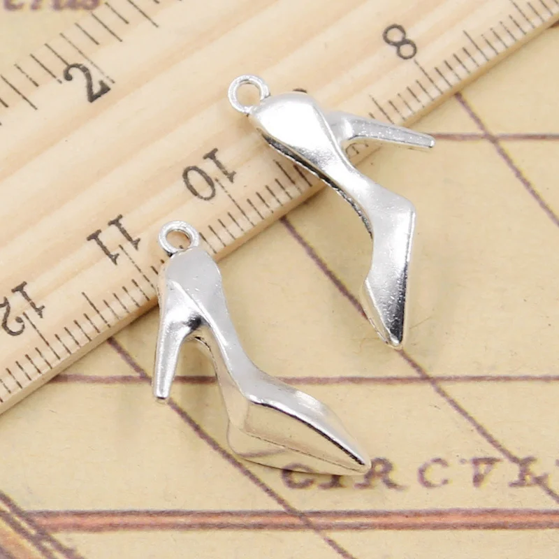 10pcs Charms High Heels high-heeled Shoes 29x17mm Tibetan Bronze Silver Color Pendants Antique Jewelry Making DIY Handmade Craft