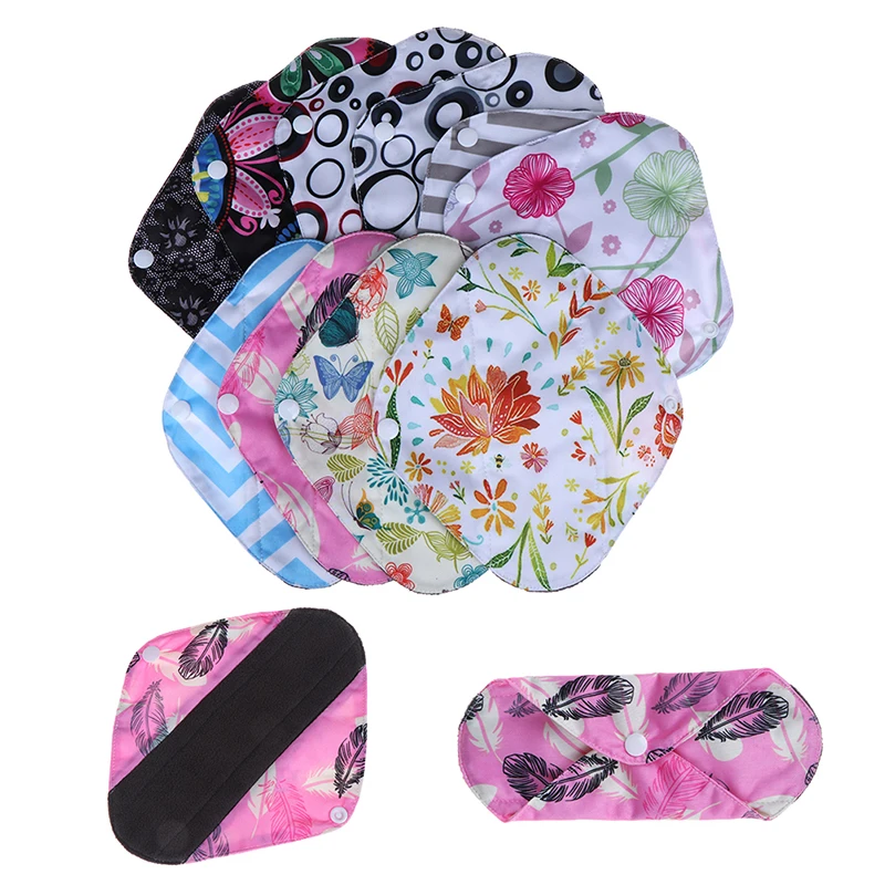 Reusable Women Bamboo Charcoal Cloth Washable Menstrual Pad Leak-Proof Night Sleep Sanitary Napkin Nappy Towel Pad