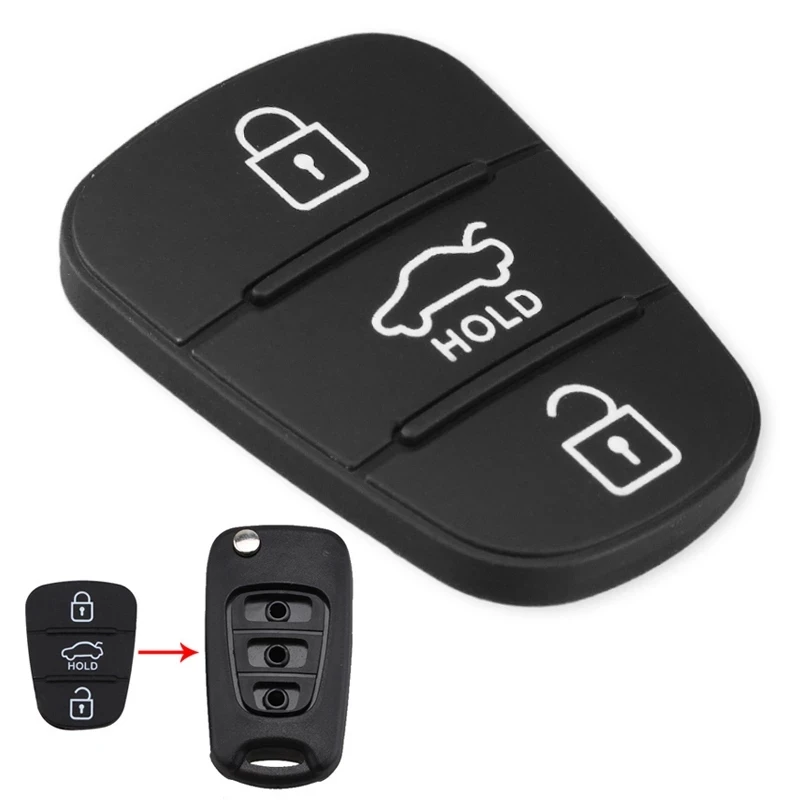 3 Buttons Rubber Pad Insert Replacement for Hyundai Solaris Accent Tucson l10 l20 l30 Kia Rio Flip Remote Car Key Shell