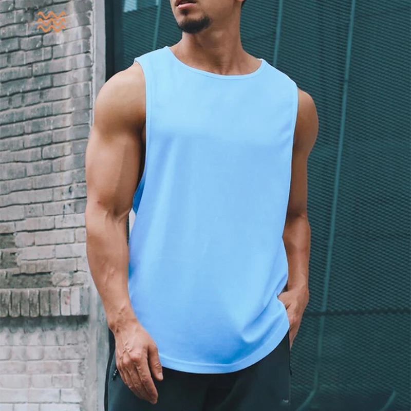 Plain Gym Clothing Mens Bodybuilding Stringer Tank Top Mesh Sleeveless Vest Sweatshirt Fitness Workout Sportswear Tanktop Male