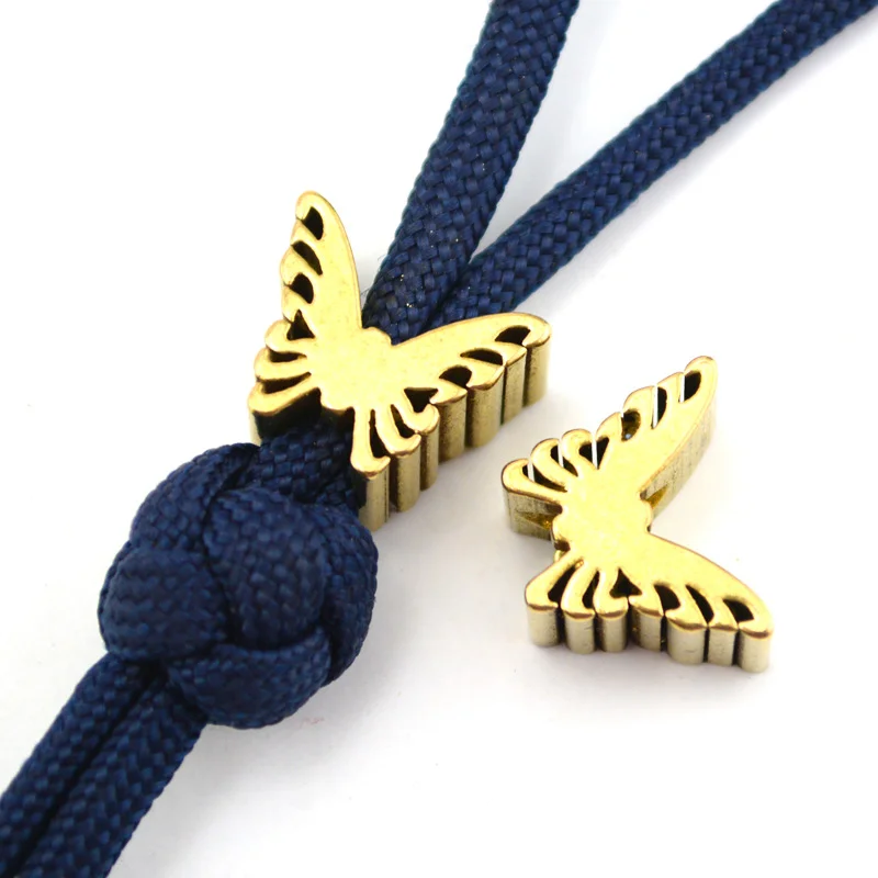 Butterfly Titanium Alloy Brass Knife Lanyard Pendants EDC Tools Mobile Umbrella Rope Bead Gadgets Keyring Paracord Accessories - Image 2