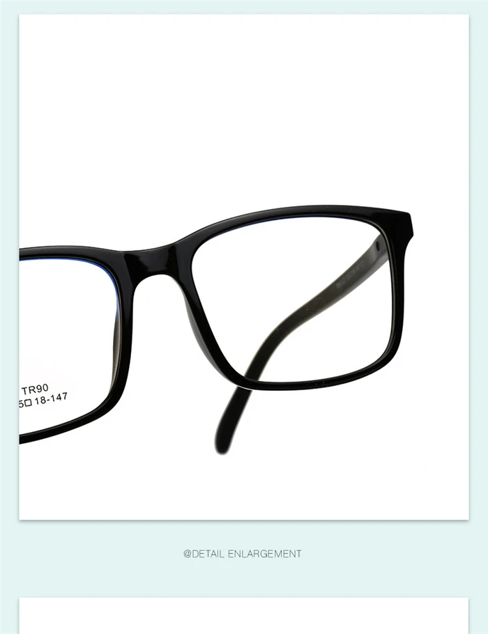 Große quadratische Brille für Kurzsichtige, Damen und Herren, modisch, Anti-Blaulicht, TR90, Korrektionsbrille 0 -0,5 -0,75 -1,0 bis -6,0 – Detail 3