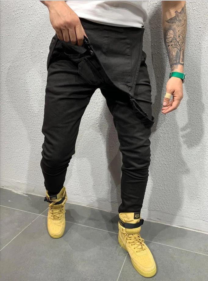 multi-pocket Streetwear Hip Hop Men Overalls Work Pants Casual Pant Bib Trousers Green Camo Coveralls Size S-XXXL