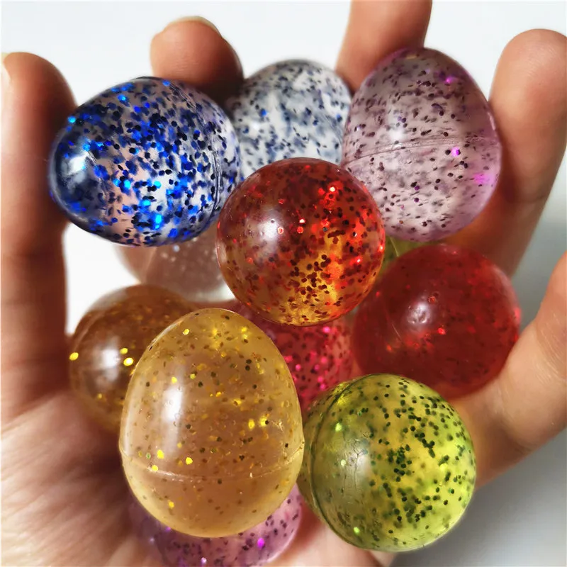 10pcs 3CM Shine Sequins Eggs Rubber Bouncing Balls Children Floating Bouncy Jumping Juggling Sports Games Toy Balls for Kids