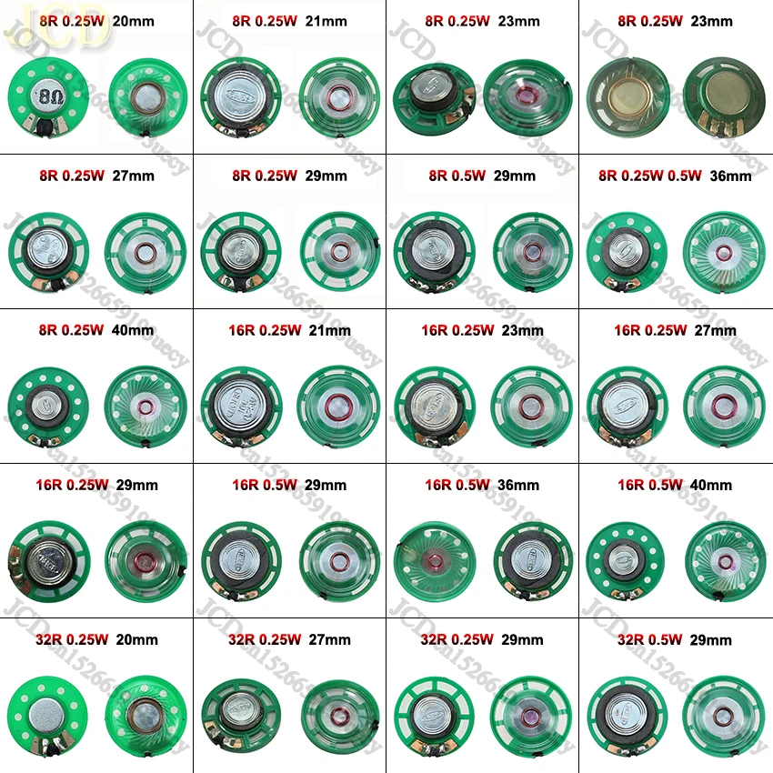 JCD 2PCS 8 Ohm 0,25 W 0,5 W 16/32Ohm Horn Lautsprecher 8R 16R 32R 20mm 21mm 23mm 27mm 29mm 36mm 40mm Durchmesser Lautsprecher – Detail 1