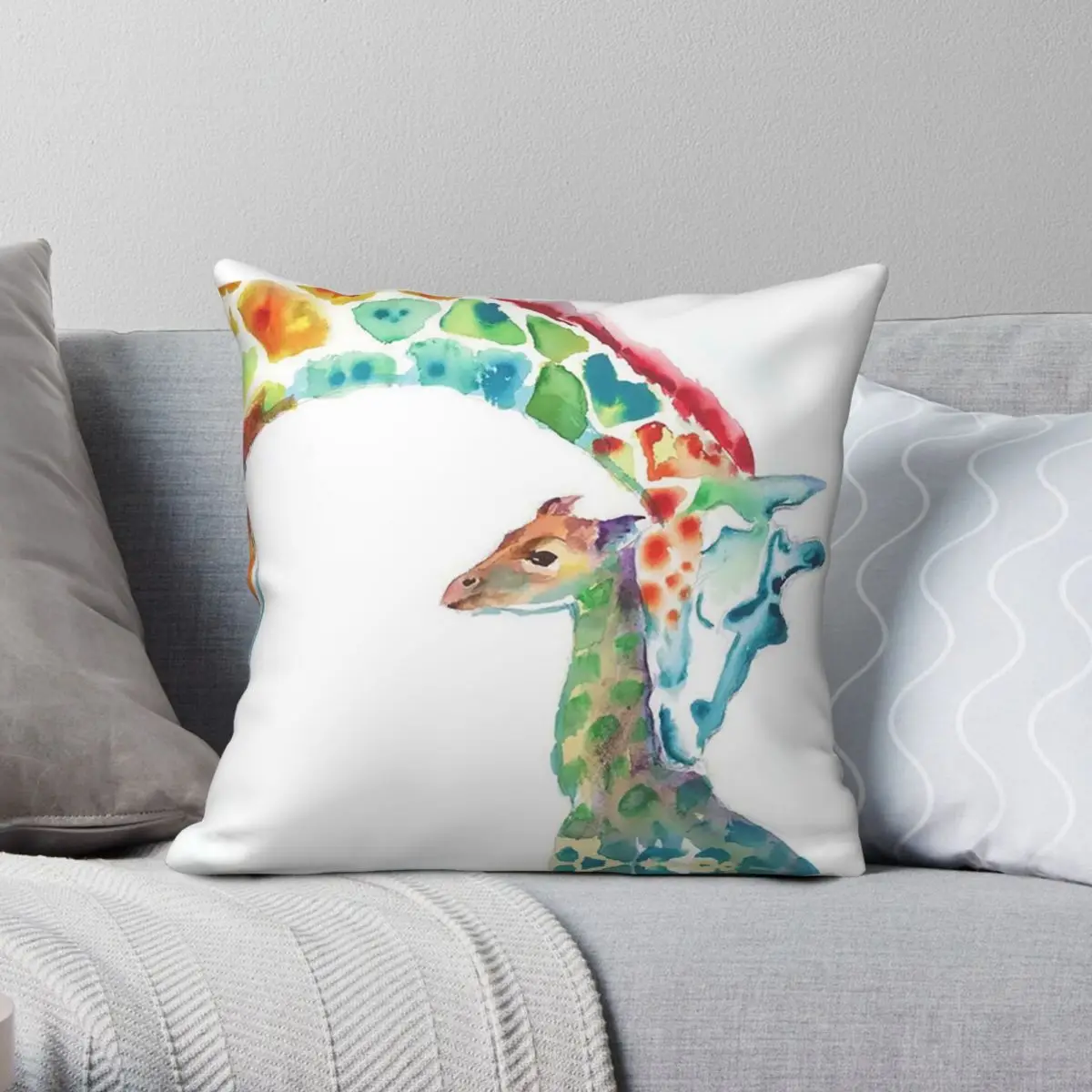 Giraffe Mommy And Baby Square Pillowcase Polyester Linen Velvet Printed Zip Decor Throw Pillow Case Home Cushion Cover 18