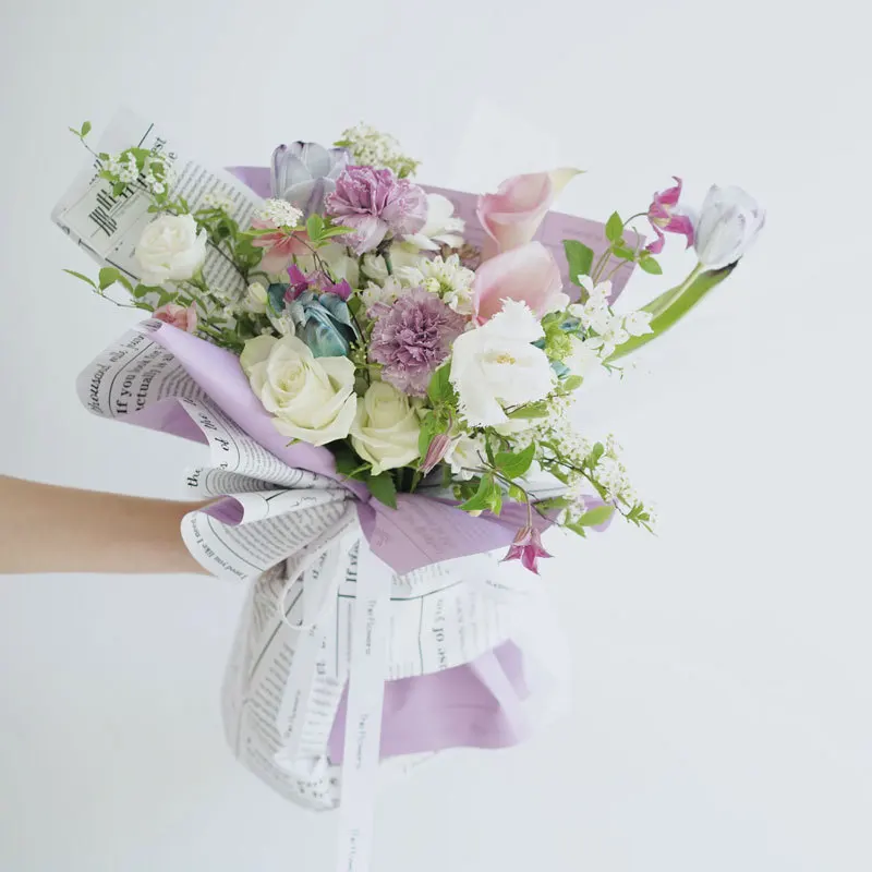 Florist Gift Bouquet Wrapped Paper Vintage Kraft Paper English Newspaper Flower Wrapping Paper Flower Packaging Material