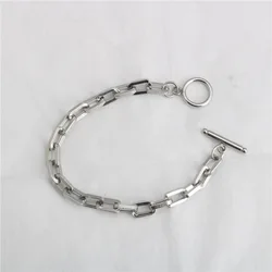 Fashion Long Flat Thick Mouth O-shaped Stainless Steel Bracelet Hip-hop Trend Stainless Steel Bracelet Hot Sale