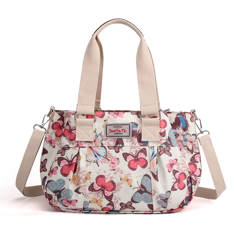 New Women Shoulder Messenger bags Printed Flower Top-Handle Bags Ladies Crossbody Bag Totes Female Handbags,3 tiered pockets