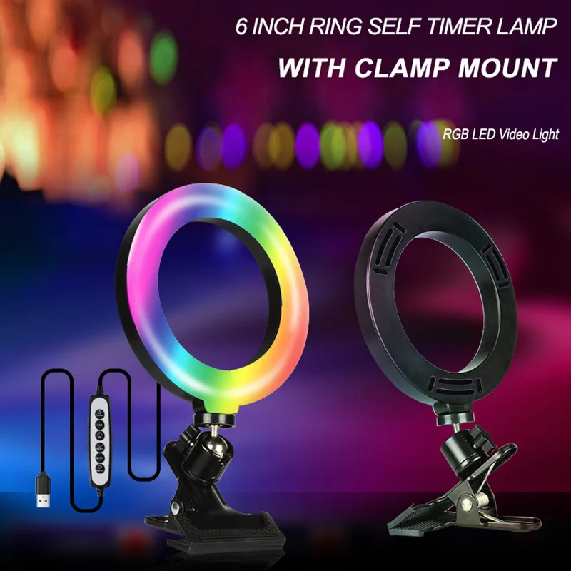 Selfie Ring Light สำหรับแล็ปท็อปคอมพิวเตอร์เดสก์ท็อป Youtube แหวนโคมไฟ Video Conference แสงชุดขาตั้งผู้ถือโทรศัพท์คลิปบน