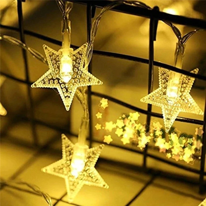 شجرة عيد الميلاد ستار سلسلة الجنية أضواء 10 المصابيح LED عيد الميلاد حفلة المنزل الزفاف حديقة جارلاند الإضاءة الزخرفية