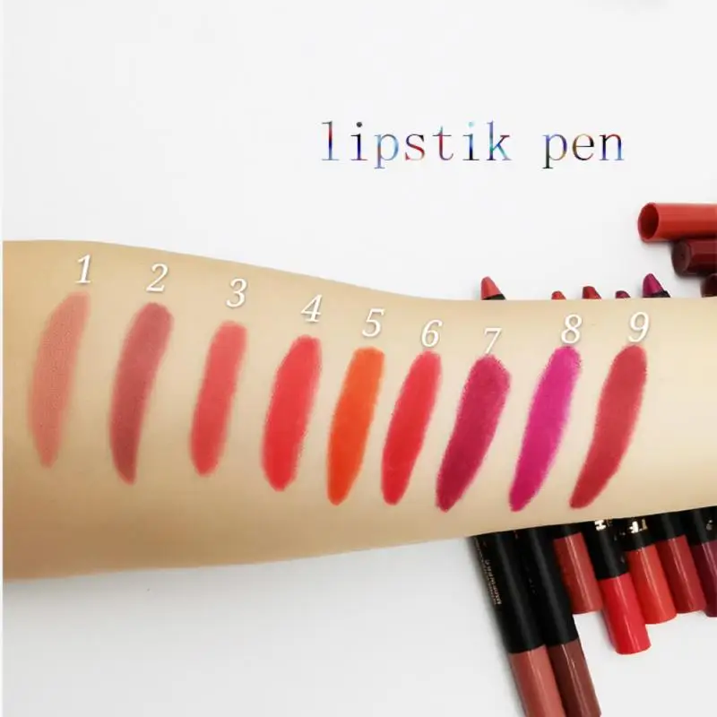 9 Colors Lip Liner Pen Matte Soft Lipstick Pencil Waterproof Long-lasting Professional Lady Charming Lip Liner Contour Makeup