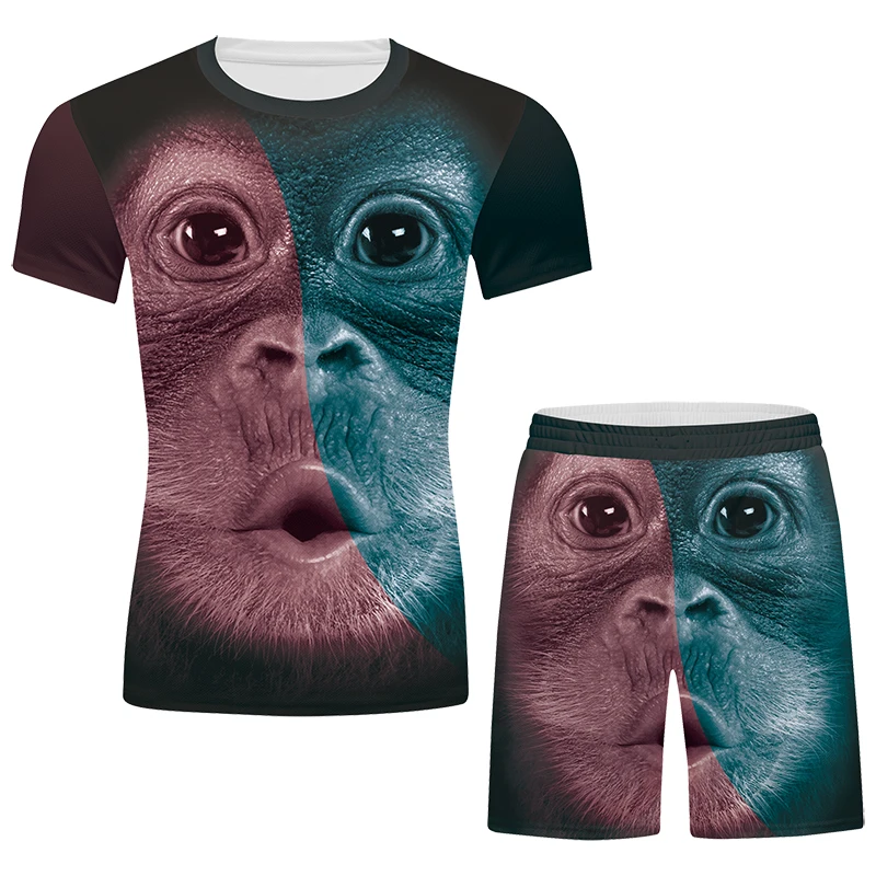 

Cody Lundin 2021 New Design 3d Monkey Style Sets Compress Sport Wear Cool Cat And Wolf Short Sleeve Shirts Fashion Style