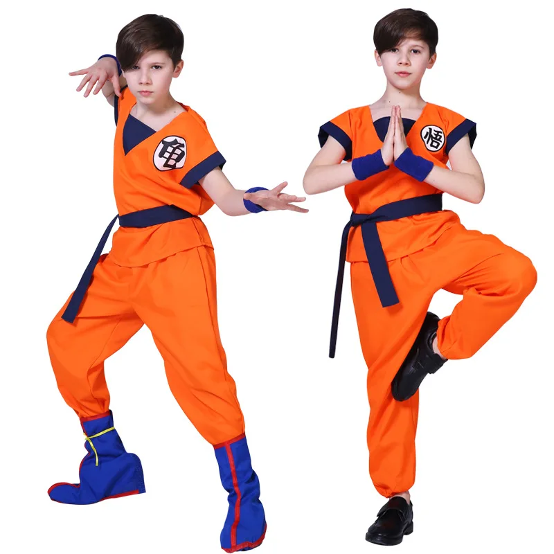 Carnival Son Goku Carnival Anime Cosplay Costumes Top/Pant/Belt/Tail/Wrister/Wig For Adult Kids