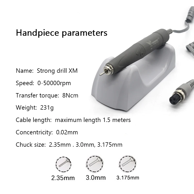 マニキュアを研磨するためのプラスチック製の電動ハンドピース,宝石を研磨するためのqz60 g800,50000rpm