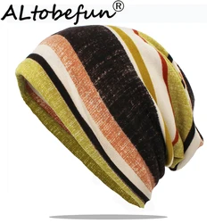 ALTOBEFUN Fashion Women Winter Autumn Hat Adult Teenager Girl Thin Multifunction Skullies Beanies Men Scarf Vintage Cap AHT180