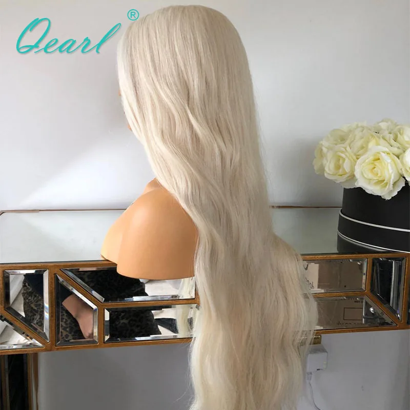 Wigs human hair White Blonde Wigs Human Hair HD Lace Front Wig 13x6 Icy Color Lace Frontal Wigs Full Lace Wig Pre plucked Qearl