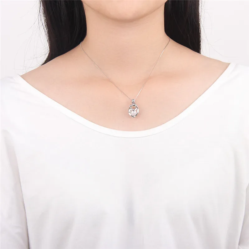 CLUCI 925 Sterling Silver Cage Pendant Pearl Locket Necklace Gift for Mother Love Charms Pendant Silver 925 Pearl Locket SC207SB