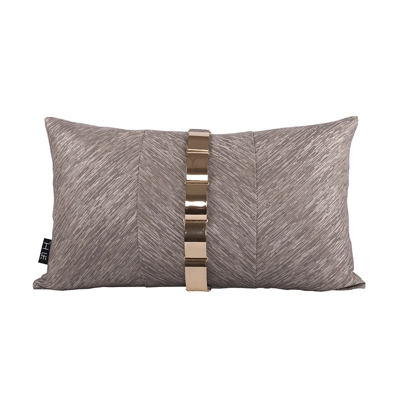 

Light Luxury Cushion Cover Brown Gold Metal Waist Pillowcase Decorative Cushions For Living Room Sofa 45x45cm/30x50cm