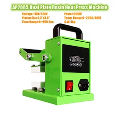 AP2005 Mini macchina manuale della pressa di calore della colofonia dei piatti doppi della mano 2.4*3.6 Inch 500W piastre della pressa di riscaldamento estrazione portatile della cera di olio