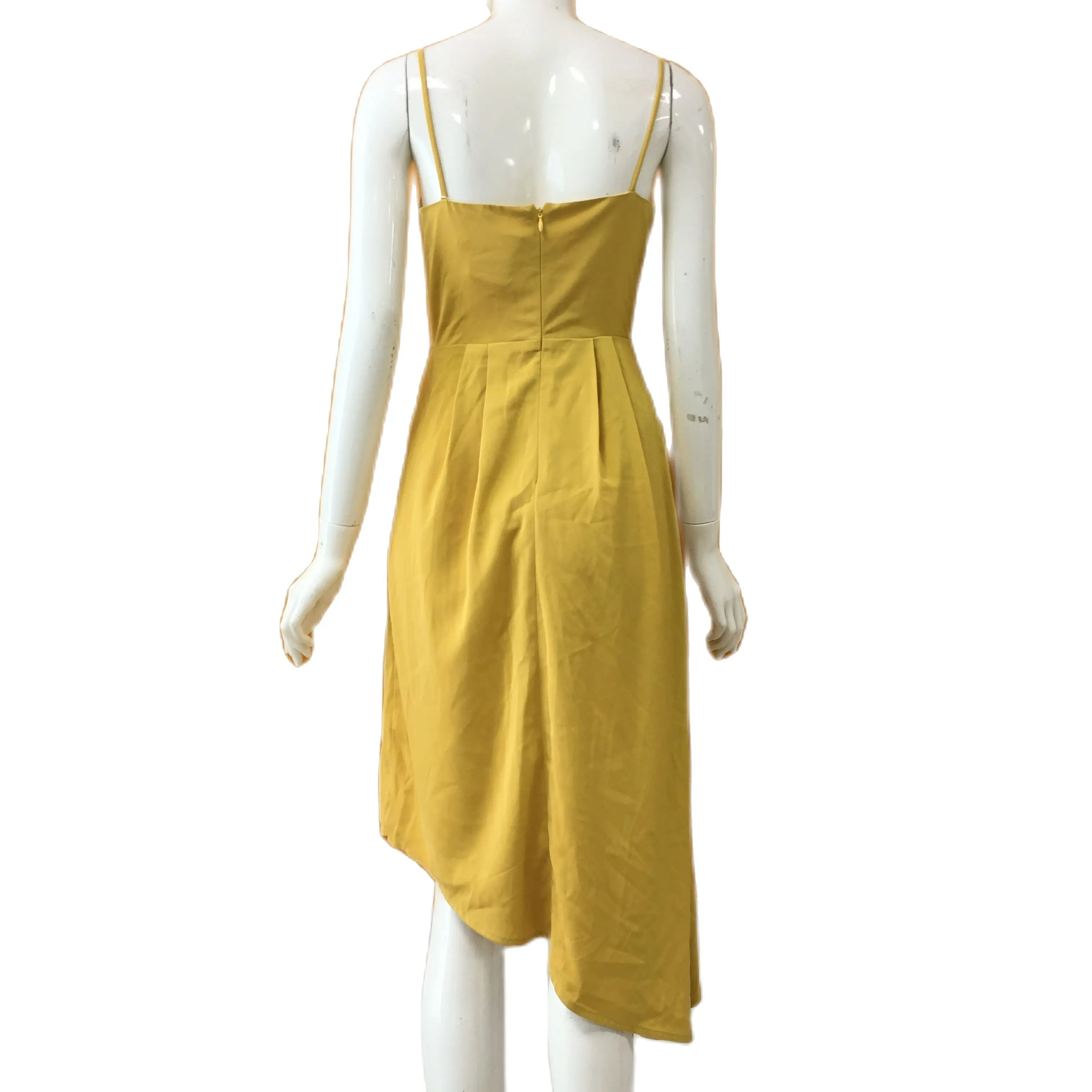 New Arrival Bohemian Condole belt Summer V Neck Vestidos Yellow Sleeveless Party Lady Dress