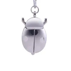 Silver Beetle Fashion Quartz Pocket Watch Accessories Clock Fashion Men and Women Gifts with Chain