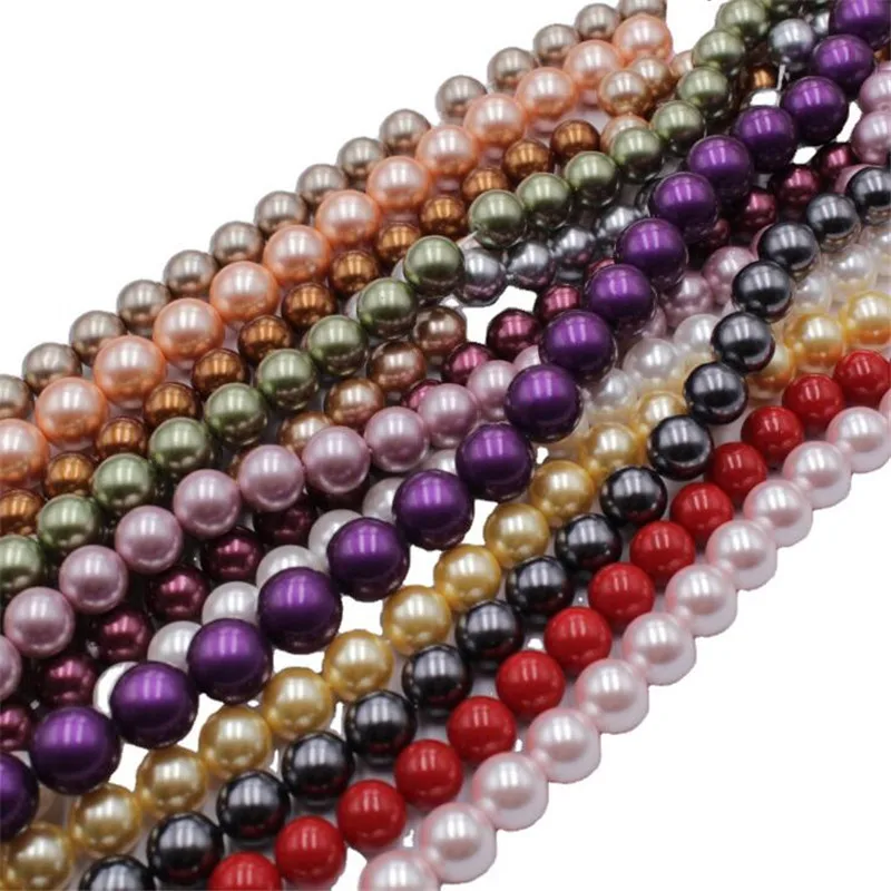 Multicolor Shell Pearl Beads Natural Round Loose Spacer Finding Beads For Jewelry Making Diy Necklace Bracelet 15\