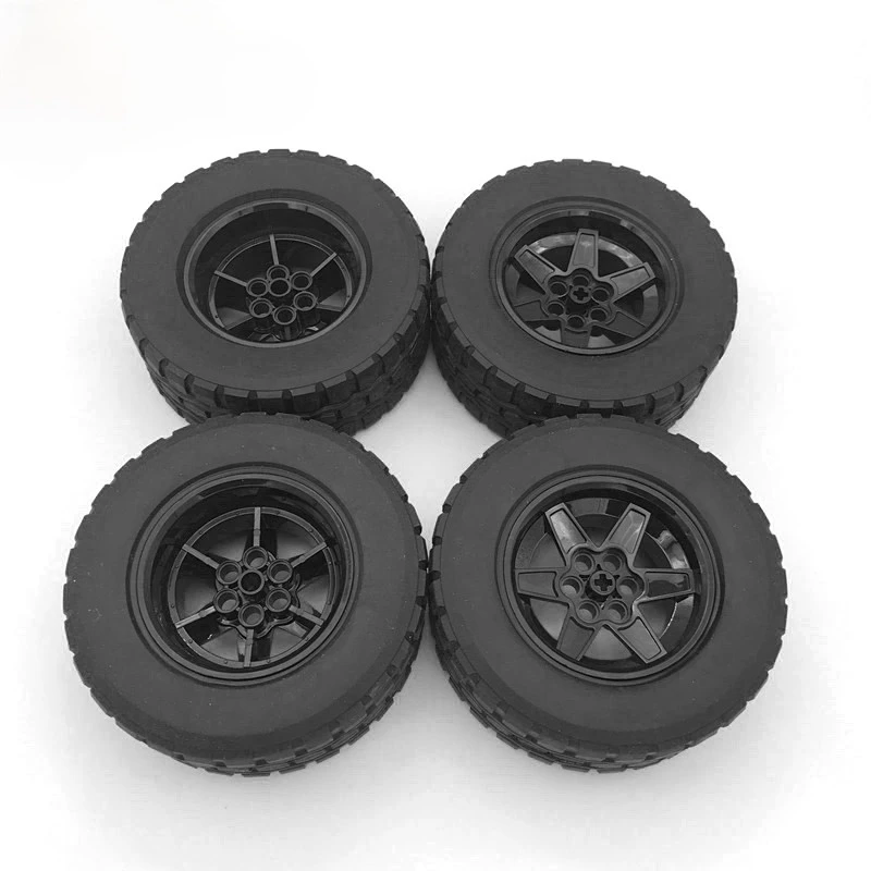 2 Pcs/lot High-Tech Wheel 94x38mm ZR Rim Wheel+Black Tire Hub 92912+15038 MOC Building Blocks Bricks Car Wheels Kids gifts Toys