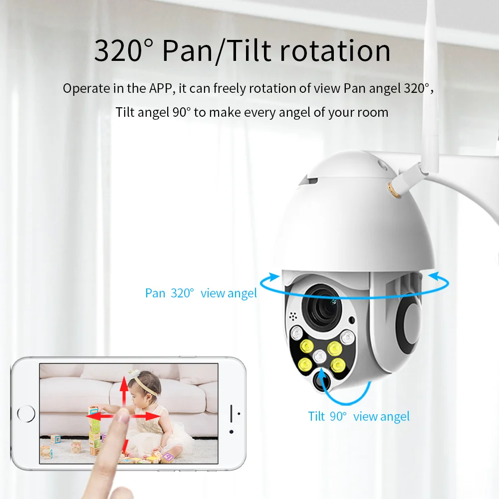 Ycc365plus 1080P Wifi Camera Outdoor Street Video Surveillance Auto Tracking with Motion Detection Remote View for Home Security