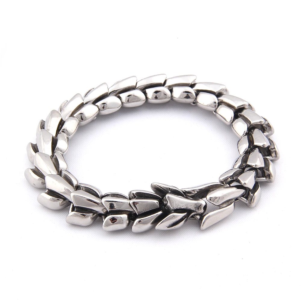 

Viking Ouroboros vintage punk bracelet for men sterling silver super Jewelry hippop street culture with wooden box