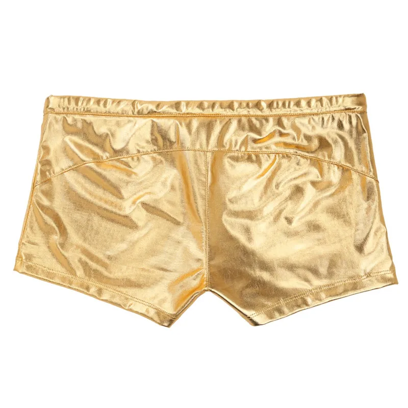 Mens Boxer Shorts Shiny Patent Leather Elastic Waistband Drawstring Shorts for Gym Workout Running Sportswear