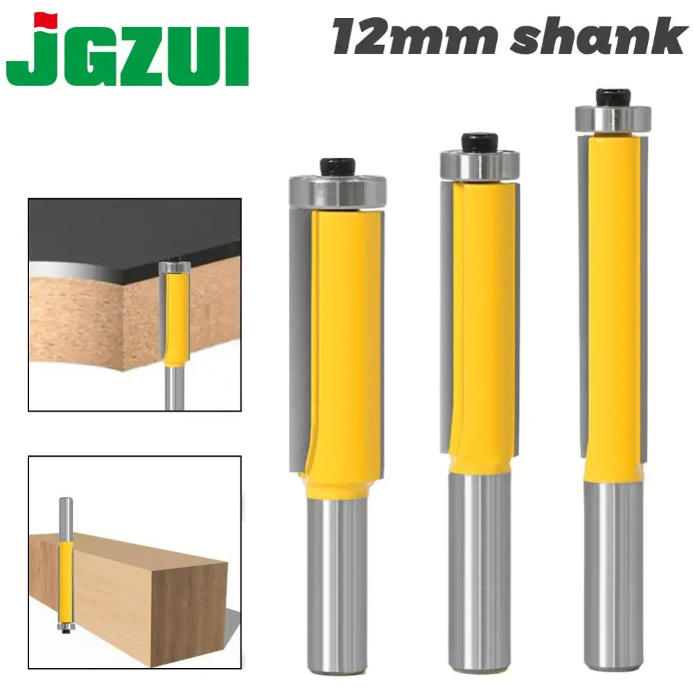 12mm Shank 50,64mm Flush Trim Router Bit with Bearing for Wood Template Pattern Bit Tungsten Carbide Woodworking tools