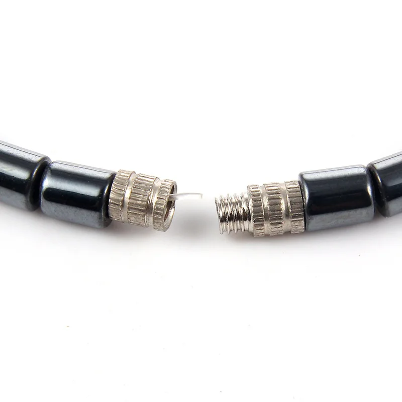 New Natural Stone Hematite Heart Pendant Necklaces for Woman Men Personality Magnetic Bead Necklace Fashion  Fine Jewelry