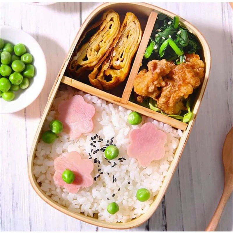 Wooden Lunch Box Set Japanese Bento Boxes Picnic Dinnerware Kit for School Food Container Sushi Case with Tableware Lunchbox