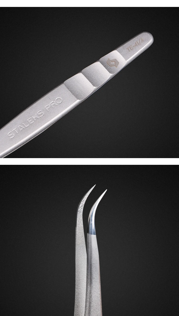 1pc STALEKS Pro High-precision Stainless Steel TE Series Straight Curved Tweezers Grafting Eyelashes Extension Makeup Tool