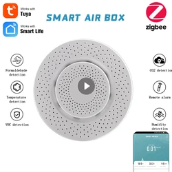 Zigbe3.0 Smart Air Box Tuya Monitor della qualità dell'aria sensore di CO2 rilevatore di Gas VOC di formaldeide sensore di umidità della temperatura allarme automatico