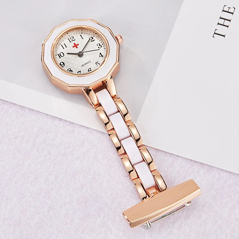Women's Nurse Pocket Watch Elegant Rose Gold Silver Brooch Clip Nursing Doctor Ladies Clock Watch Steel Female montre de poche