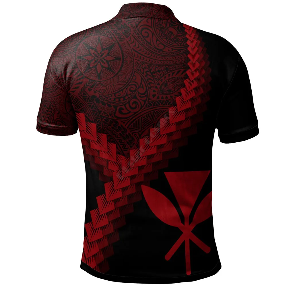 Hawaii Kanaka Polo Shirt Coat Of Arms With Polynesian Tattoo Summer 3D Printed Polo Shirt Men for Women Short Sleeve T-shirt 04