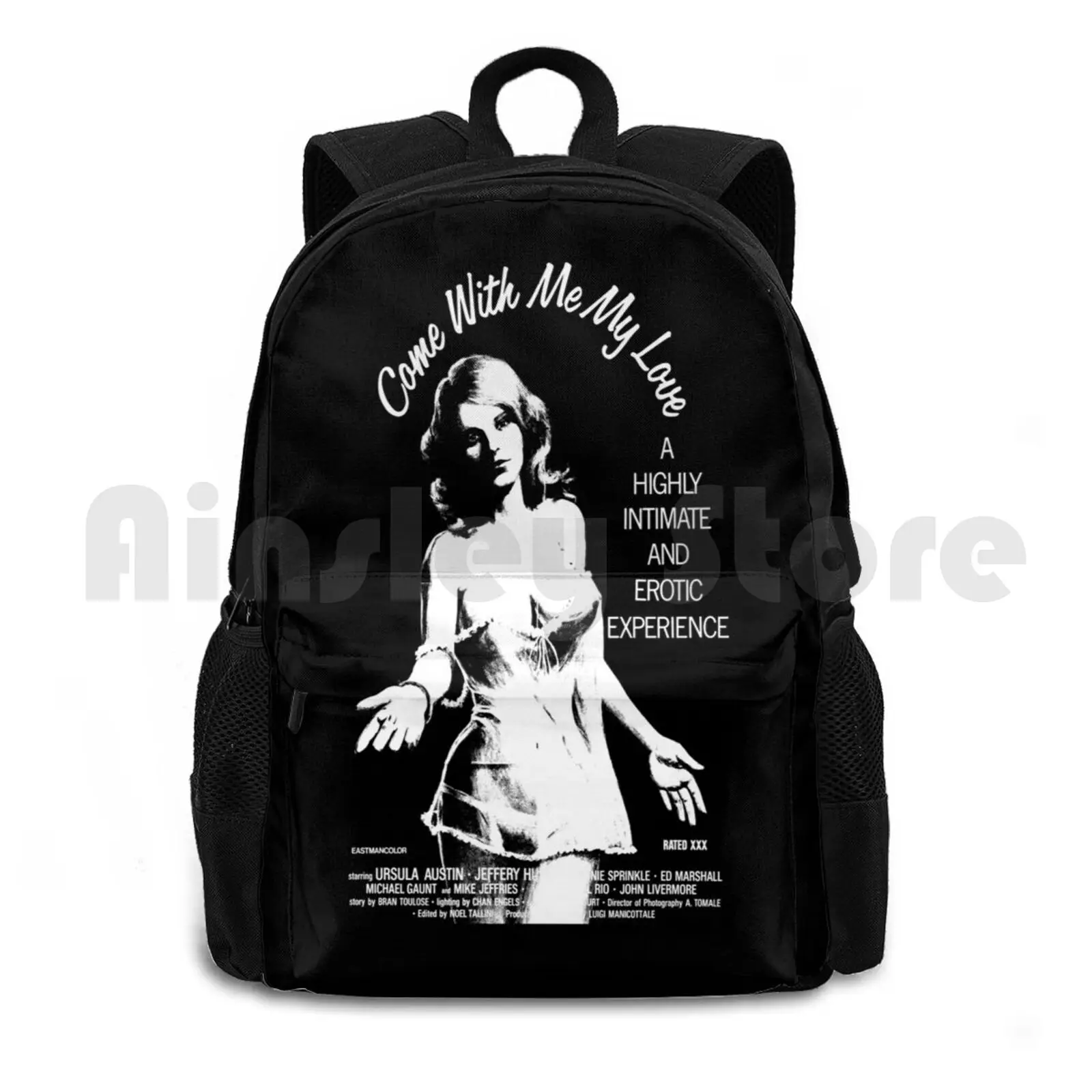 Come With Me My Love Outdoor Hiking Backpack Waterproof Camping Travel Vintage Retro Erotic Erotic Movies Exploitation Movies